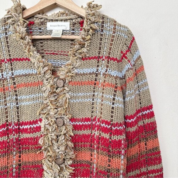 Susan Bristol Womens Small Chunky Hand Embroidered Fringe Multi Color Ca… - Picture 7 of 16